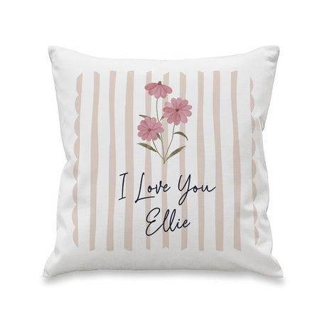 Personalised Floral Stripe Cushion: 4 - Cushions By Gift Moments