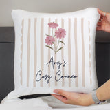 Personalised Floral Stripe Cushion: 2 - Cushions By Gift Moments