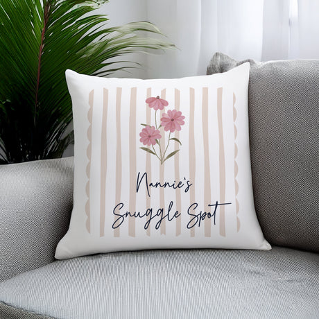 Personalised Floral Stripe Cushion: 3 - Cushions By Gift Moments