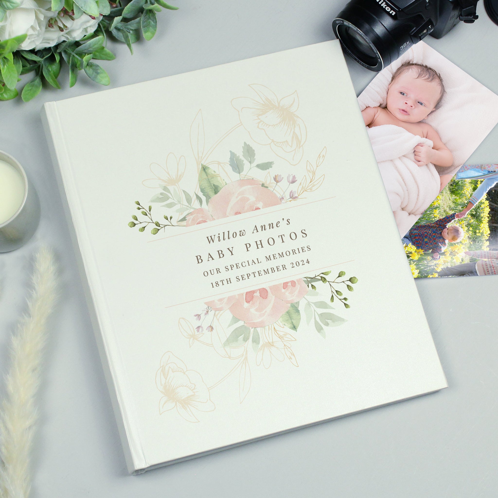 Personalised Floral Traditional Photo Album: 2 - Photo Albums By Gift Moments