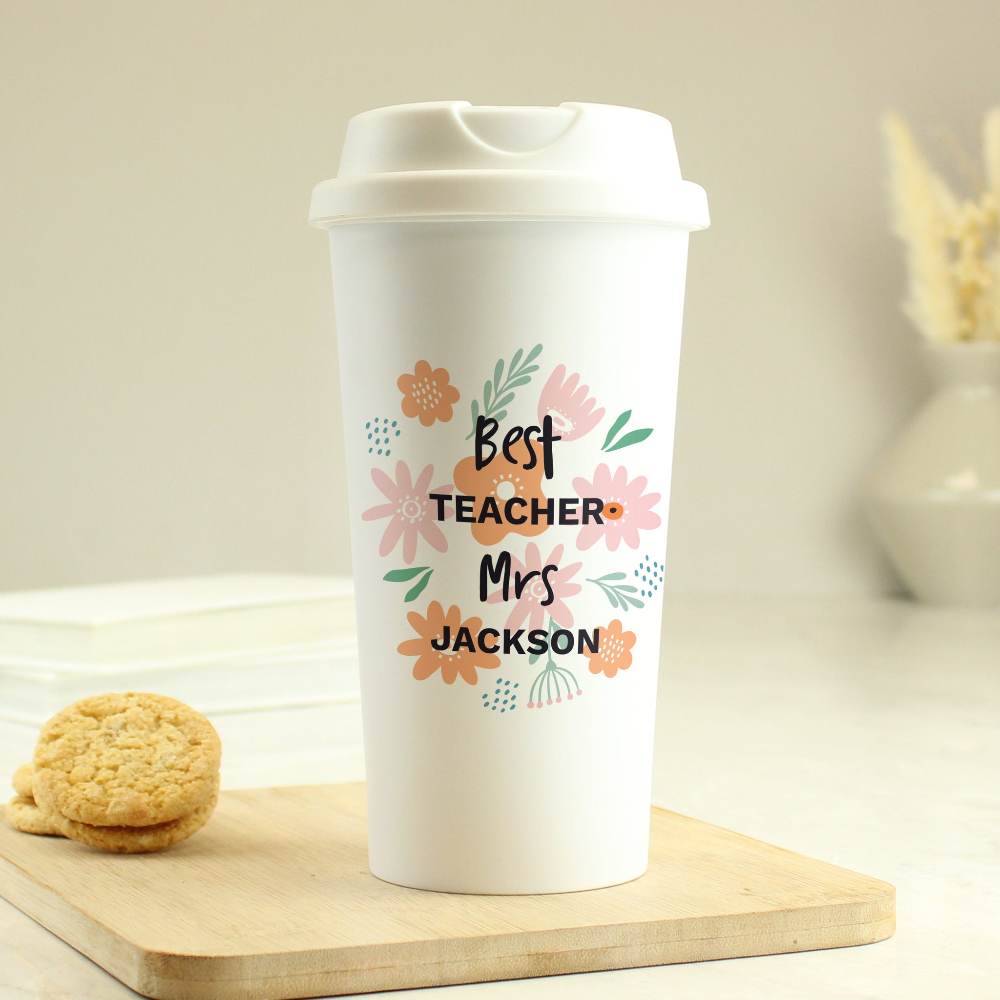 Personalised Floral Travel Mug: 4 - Travel Mugs By Gift Moments