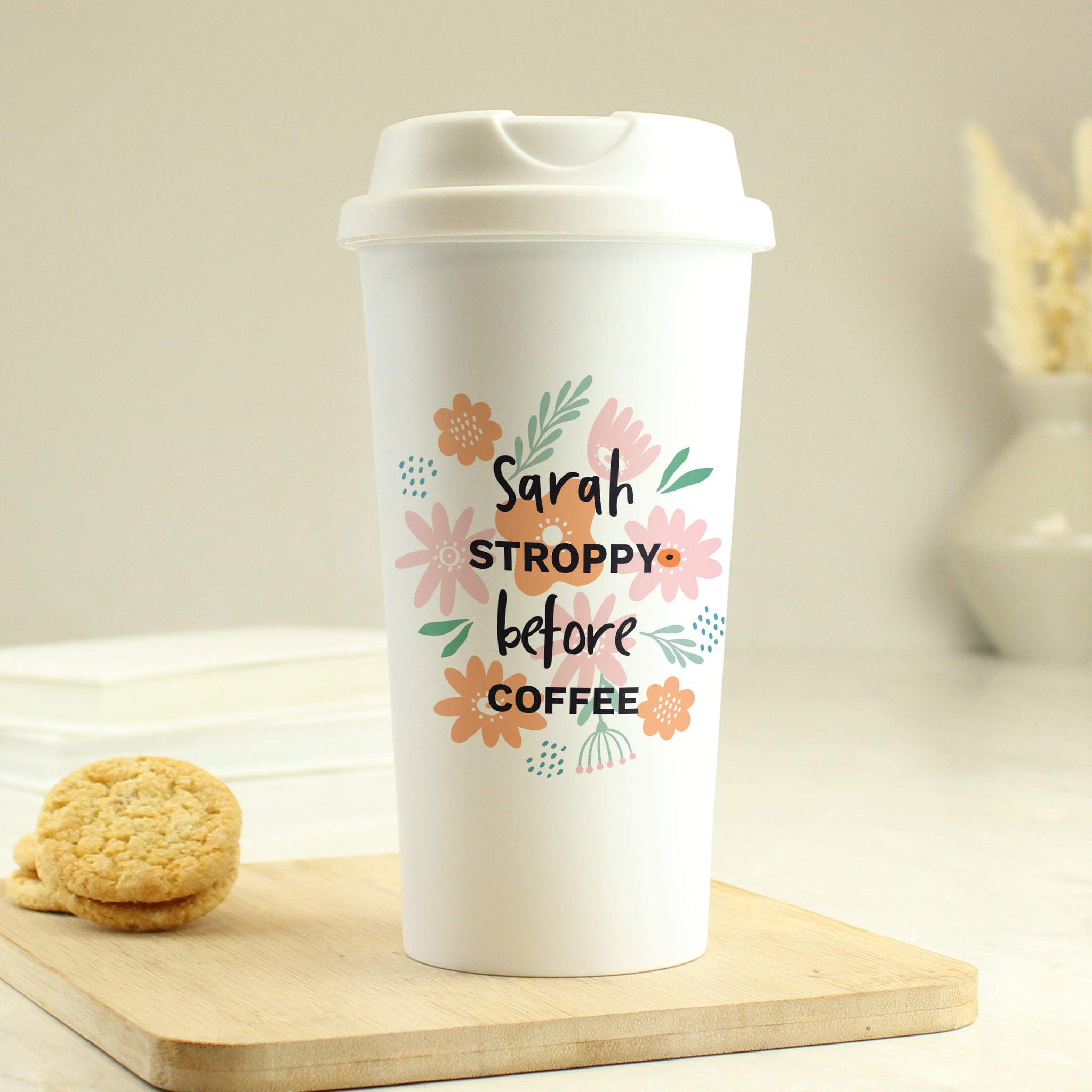 Personalised Floral Travel Mug: 2 - Travel Mugs By Gift Moments
