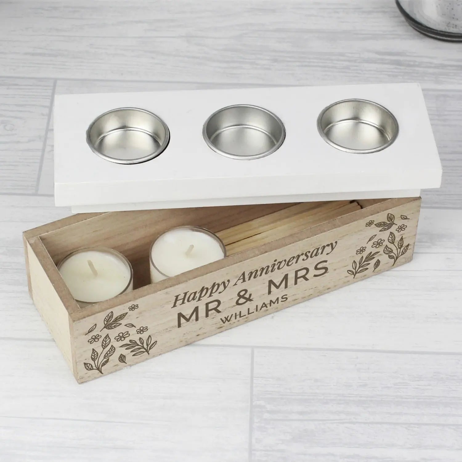 Personalised Floral Triple Tealight Box - Shop Candle Holders At Gift Moments - 4
