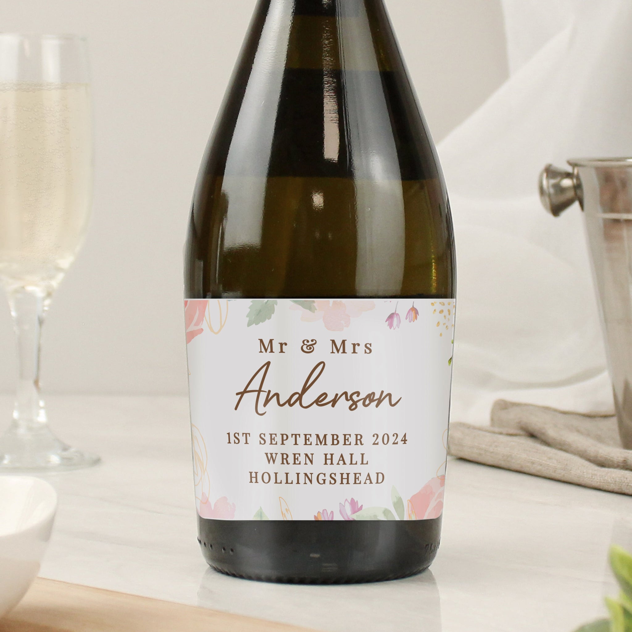 Personalised Floral Watercolour Bottle of Prosecco: 2 - Prosecco By Gift Moments