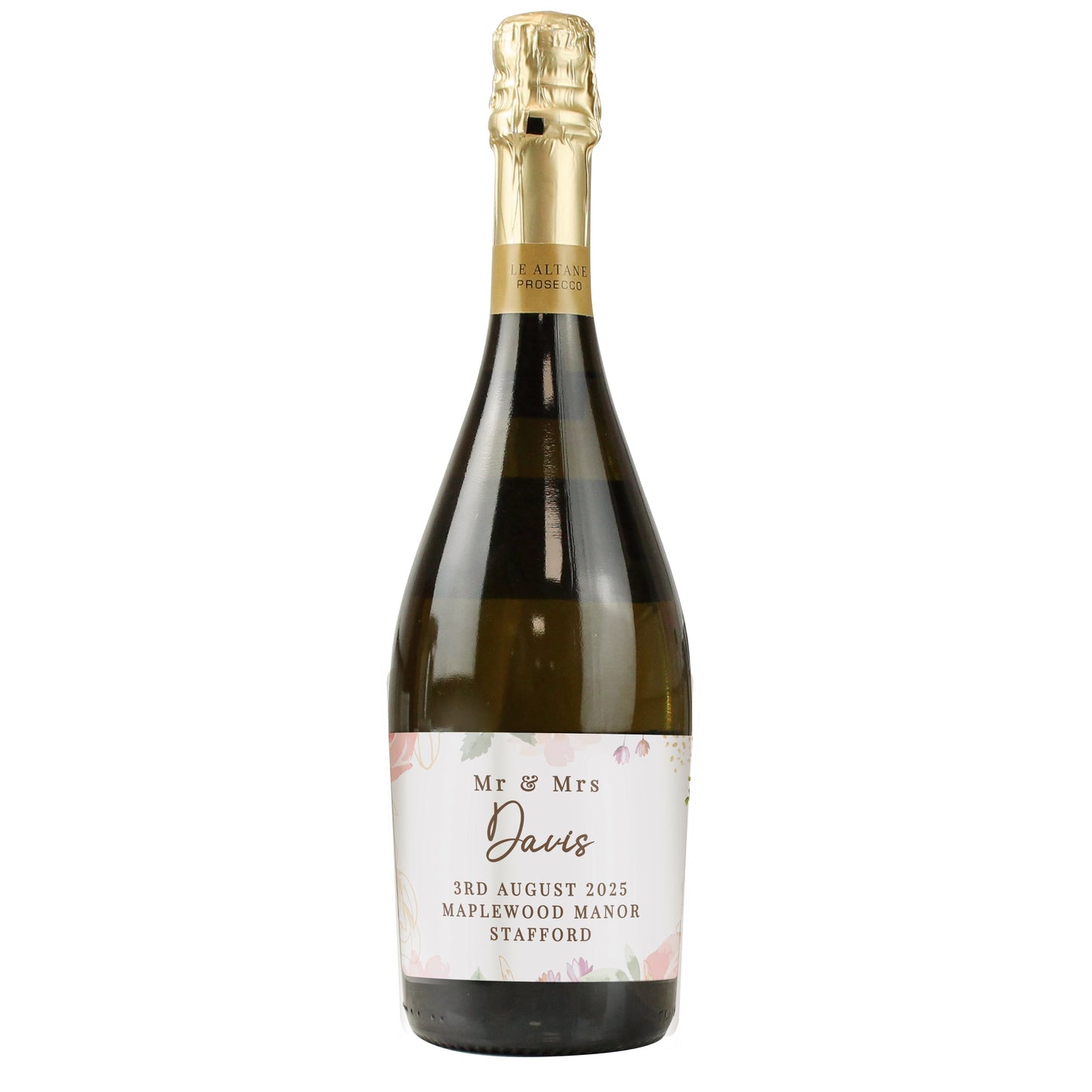 Personalised Floral Watercolour Bottle of Prosecco: 4 - Prosecco By Gift Moments