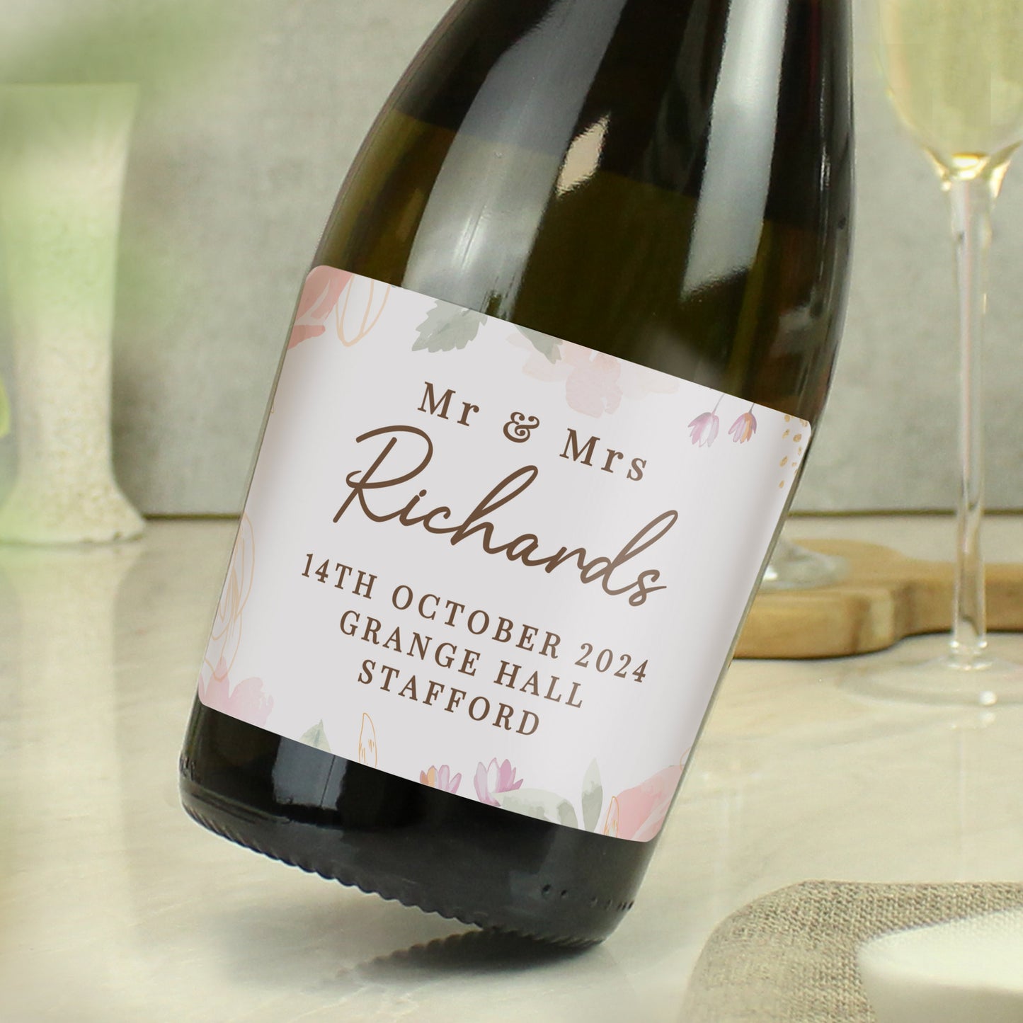 Personalised Floral Watercolour Bottle of Prosecco: 3 - Prosecco By Gift Moments