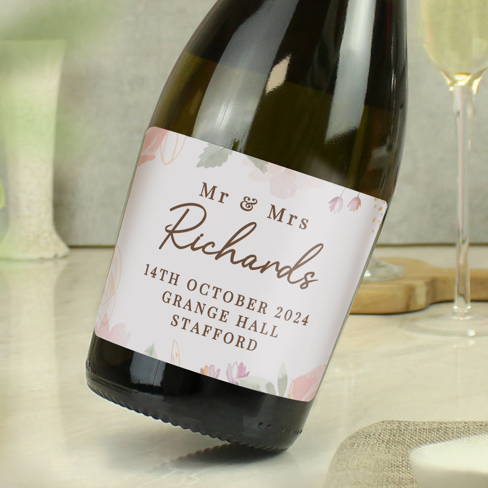 Personalised Floral Watercolour Bottle of Prosecco: 3 - Prosecco By Gift Moments