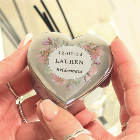 Personalised Floral Watercolour Heart Trinket Box: 3 - Trinket Boxes By Gift Moments