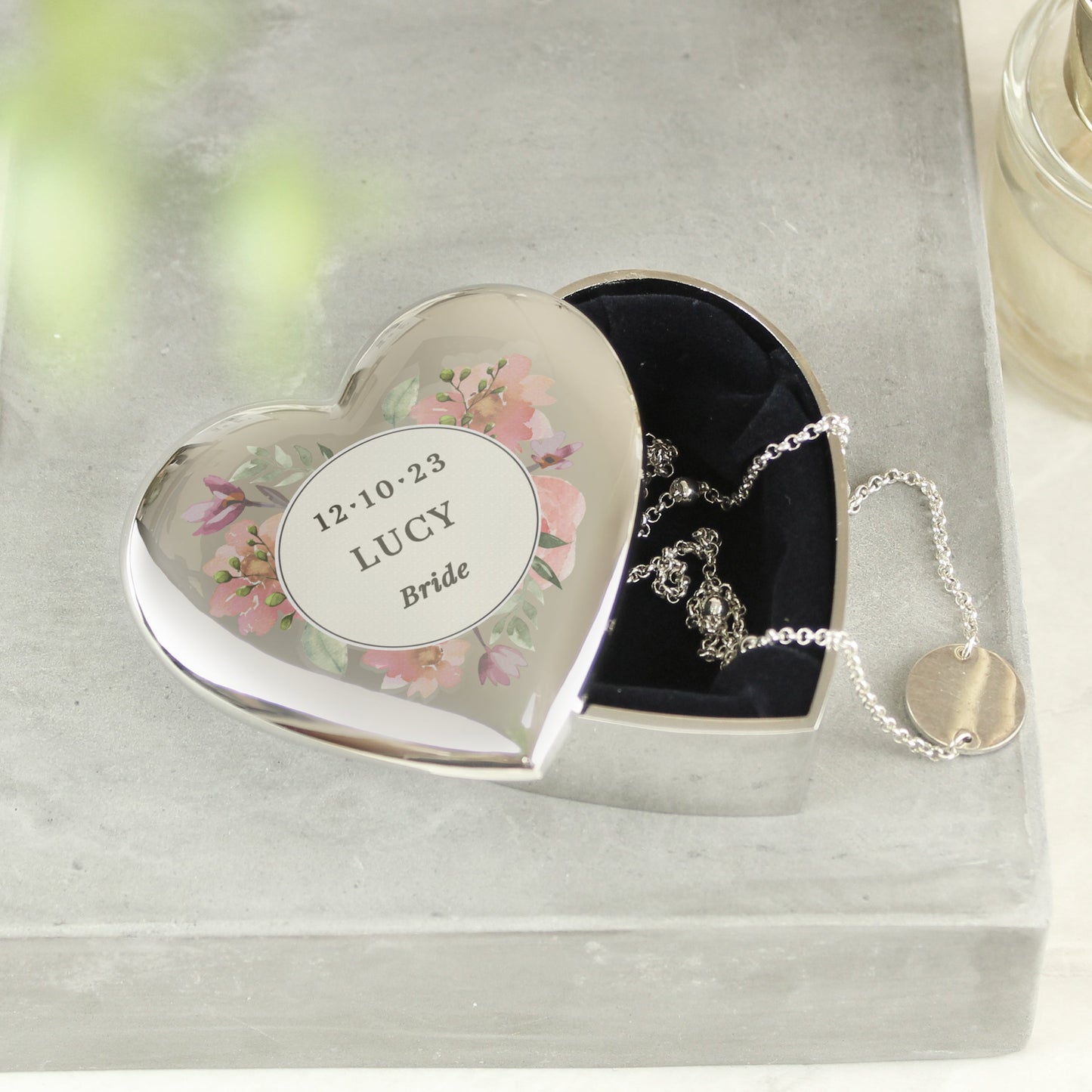 Personalised Floral Watercolour Heart Trinket Box: 2 - Trinket Boxes By Gift Moments