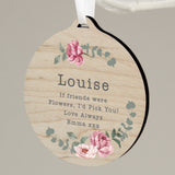 Personalised Floral Watercolour Round Wooden Decoration: 3 - Decorations By Gift Moments
