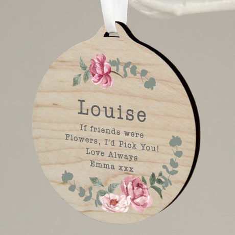 Personalised Floral Watercolour Round Wooden Decoration: 3 - Decorations By Gift Moments