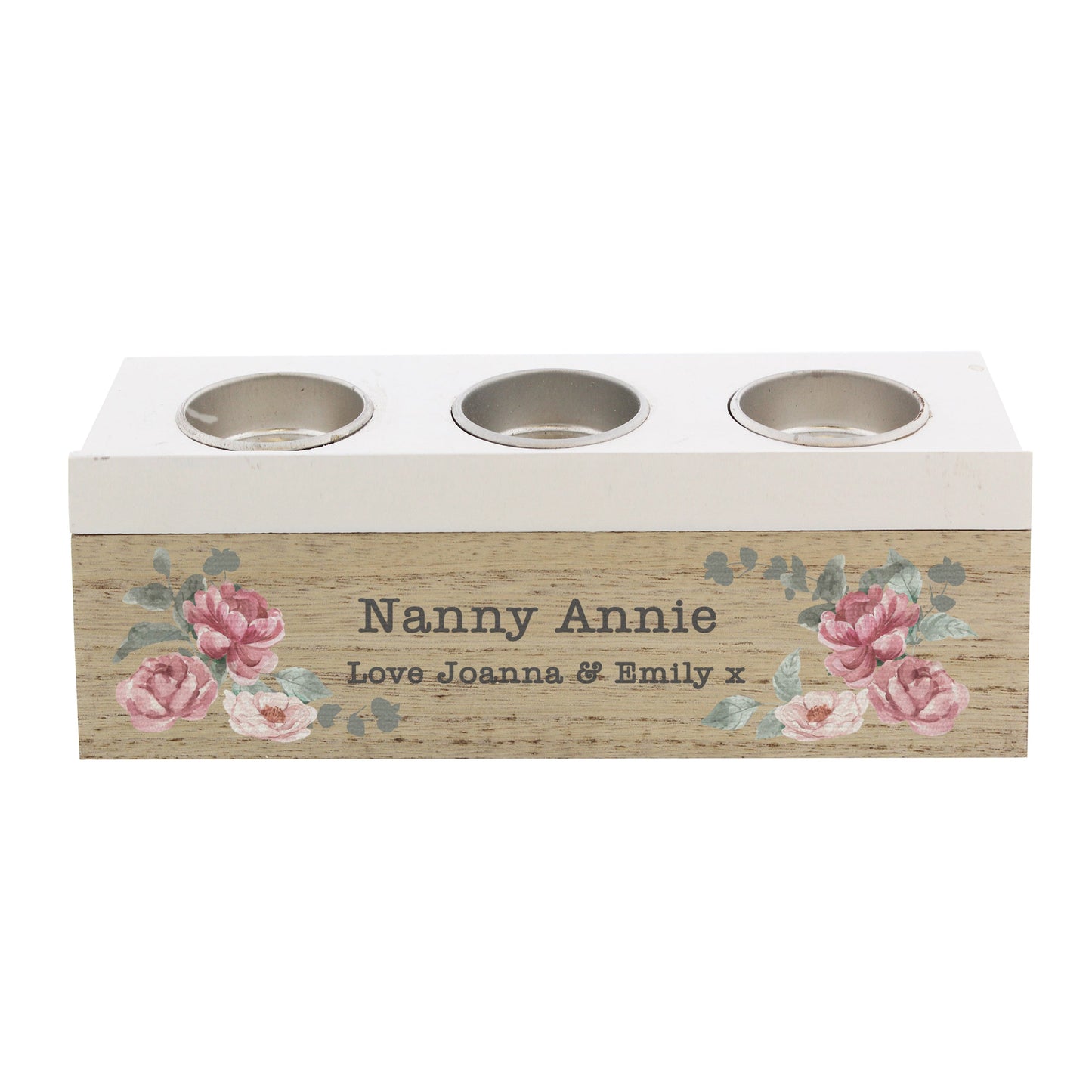Personalised Floral Watercolour Triple Tealight Box: 5 - Candle Holders By Gift Moments