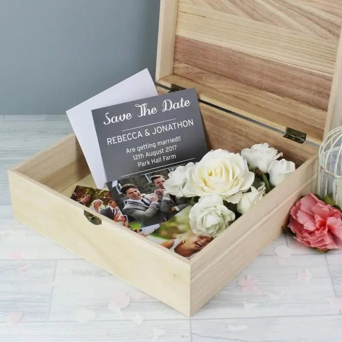 Personalised Any Role ’Floral Watercolour Wedding’ Large Wooden Keepsake Box: 4 - Keepsake Boxes By Gift Moments