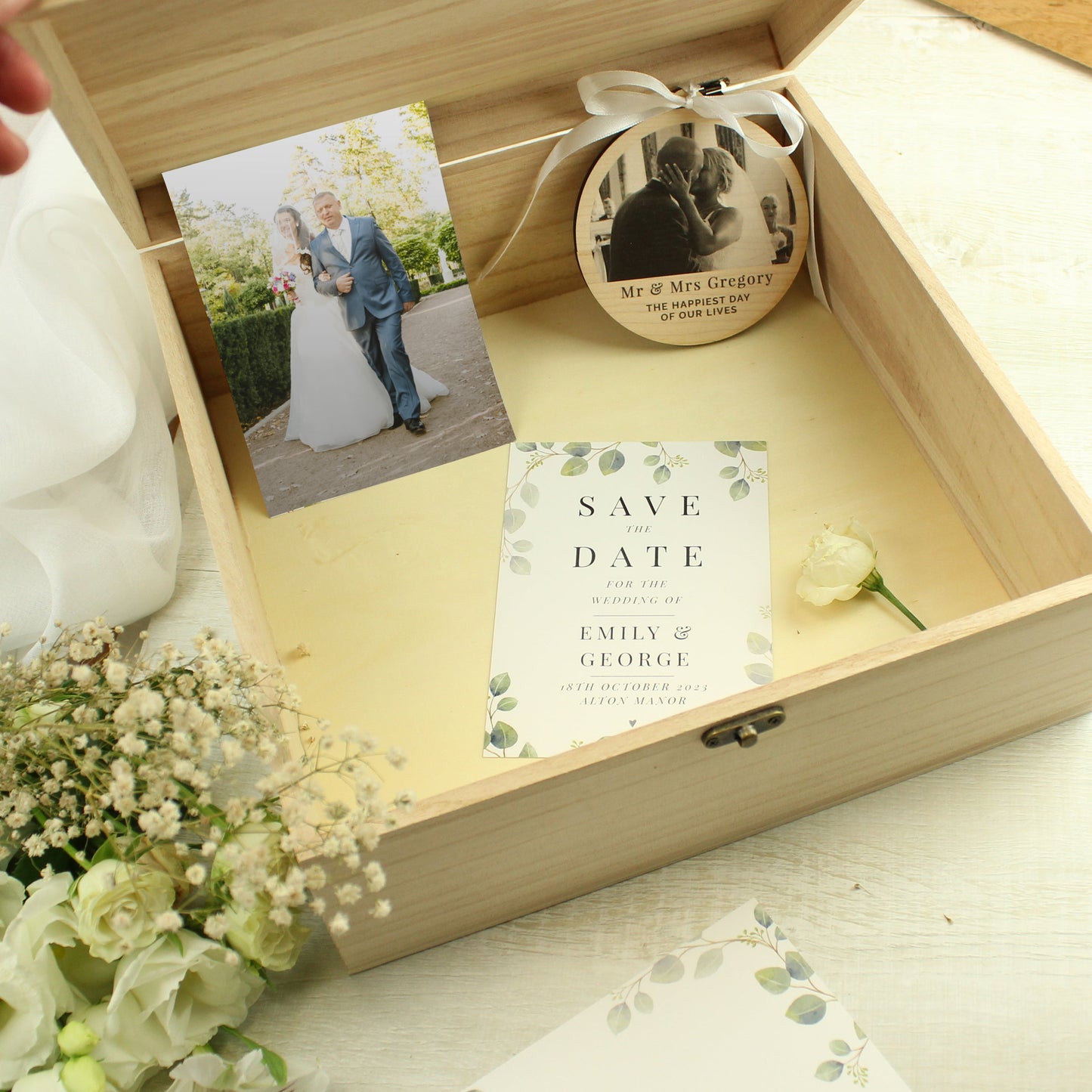 Personalised Floral Watercolour Wooden Keepsake box: 3 - Keepsake Boxes By Gift Moments