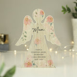 Personalised Floral Wooden Angel Ornament: 4 - Ornaments By Gift Moments
