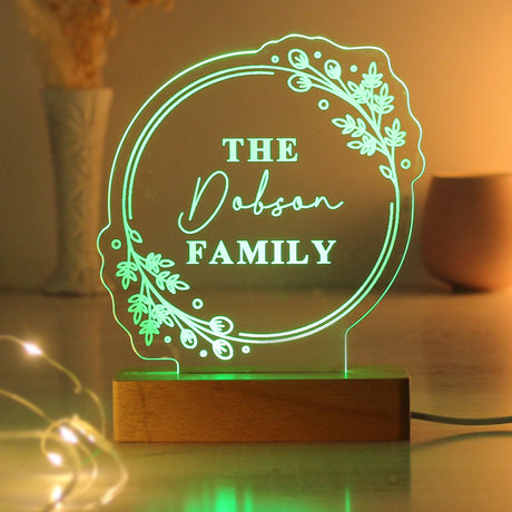 Personalised Floral Wooden Based LED Light: 7 - LED Lighting By Gift Moments