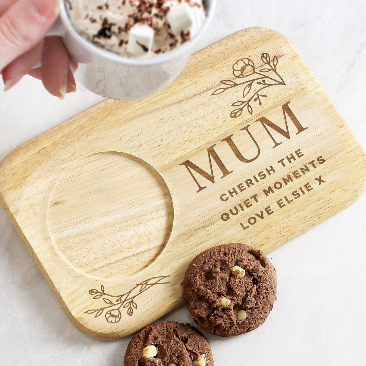 Personalised Floral Wooden Coaster Tray: 3 - Coasters By Gift Moments