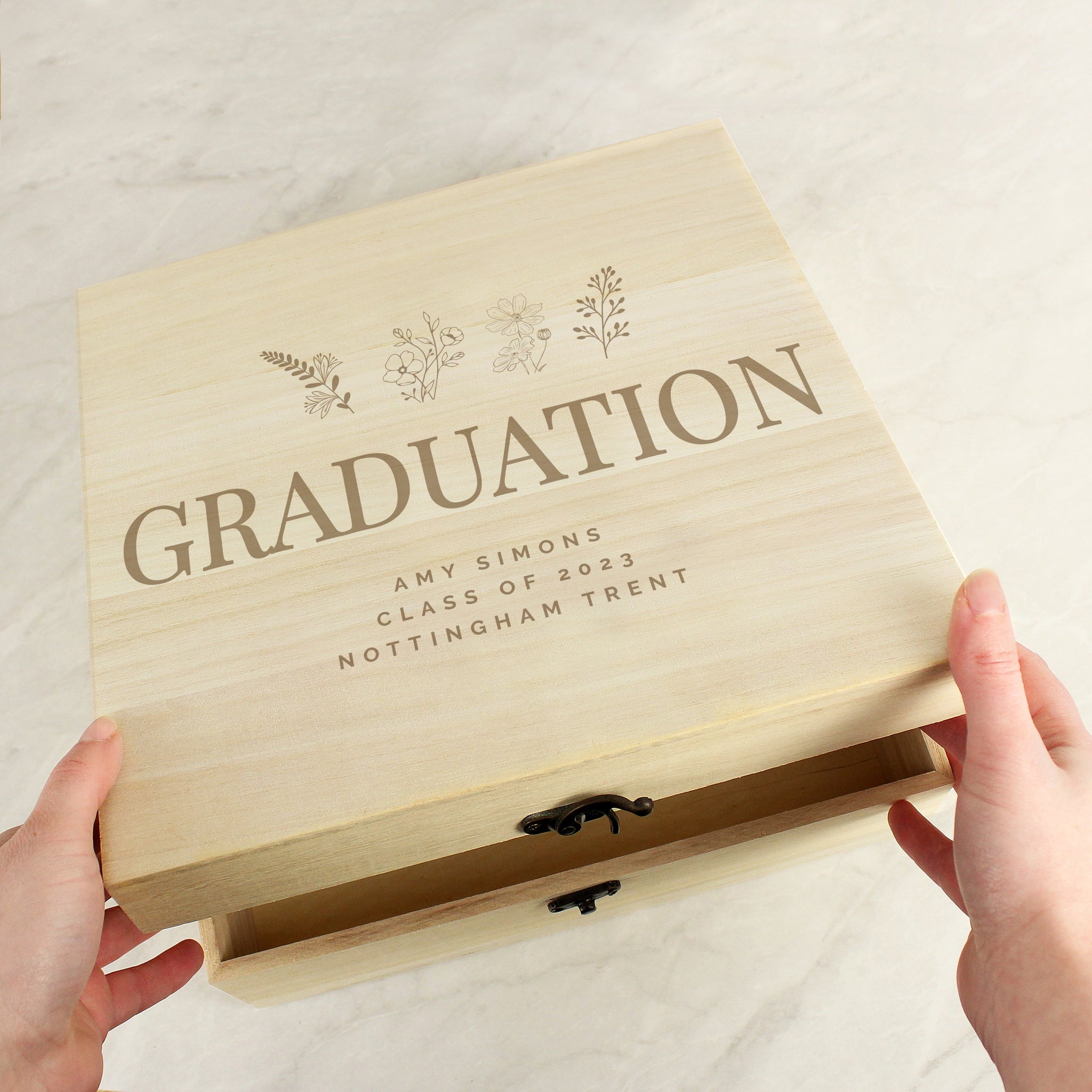 Personalised Floral Wooden Keepsake Box: 9 - Keepsake Boxes By Gift Moments