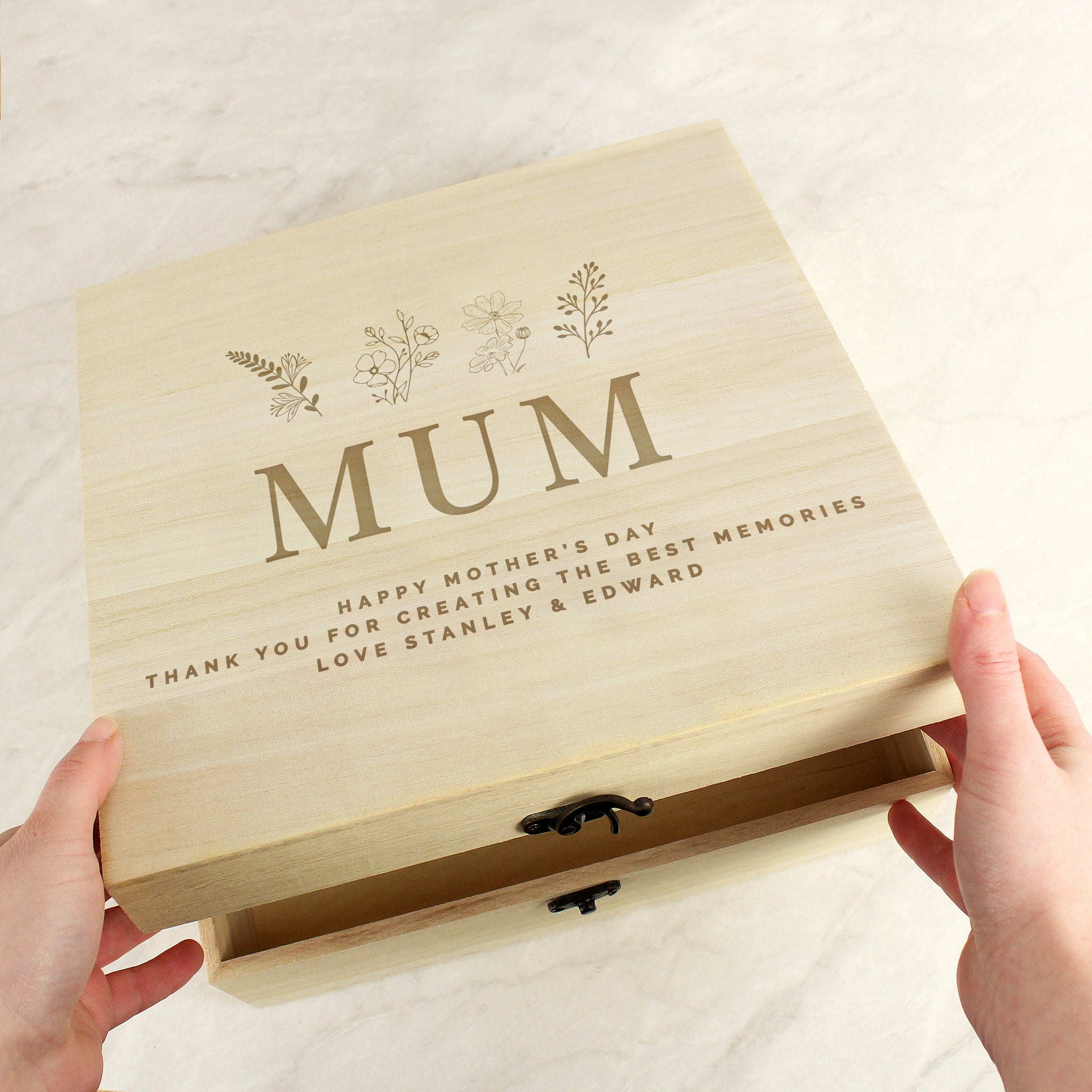 Personalised Floral Wooden Keepsake Box: 8 - Keepsake Boxes By Gift Moments