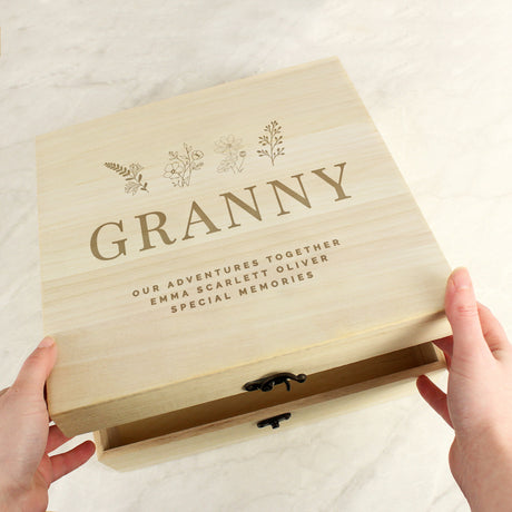 Personalised Floral Wooden Keepsake Box: 3 - Keepsake Boxes By Gift Moments