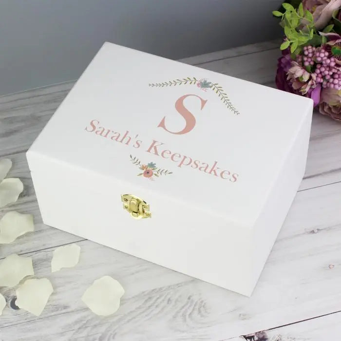 Personalised Floral Wooden Keepsake Box: 5 - Keepsake Boxes By Gift Moments