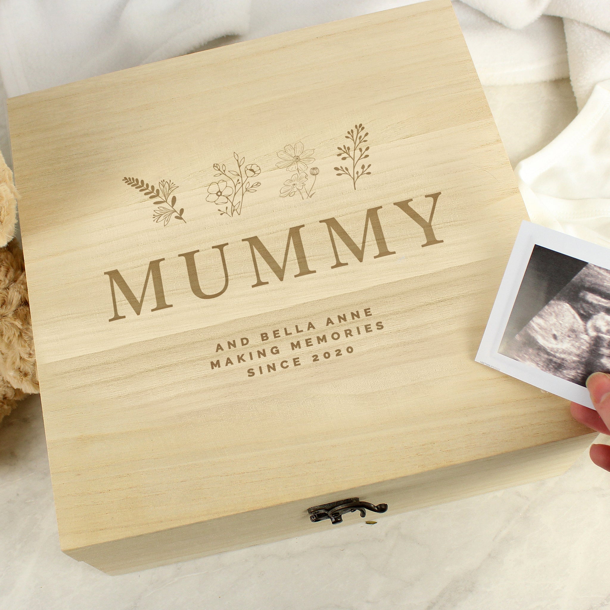 Personalised Floral Wooden Keepsake Box: 7 - Keepsake Boxes By Gift Moments