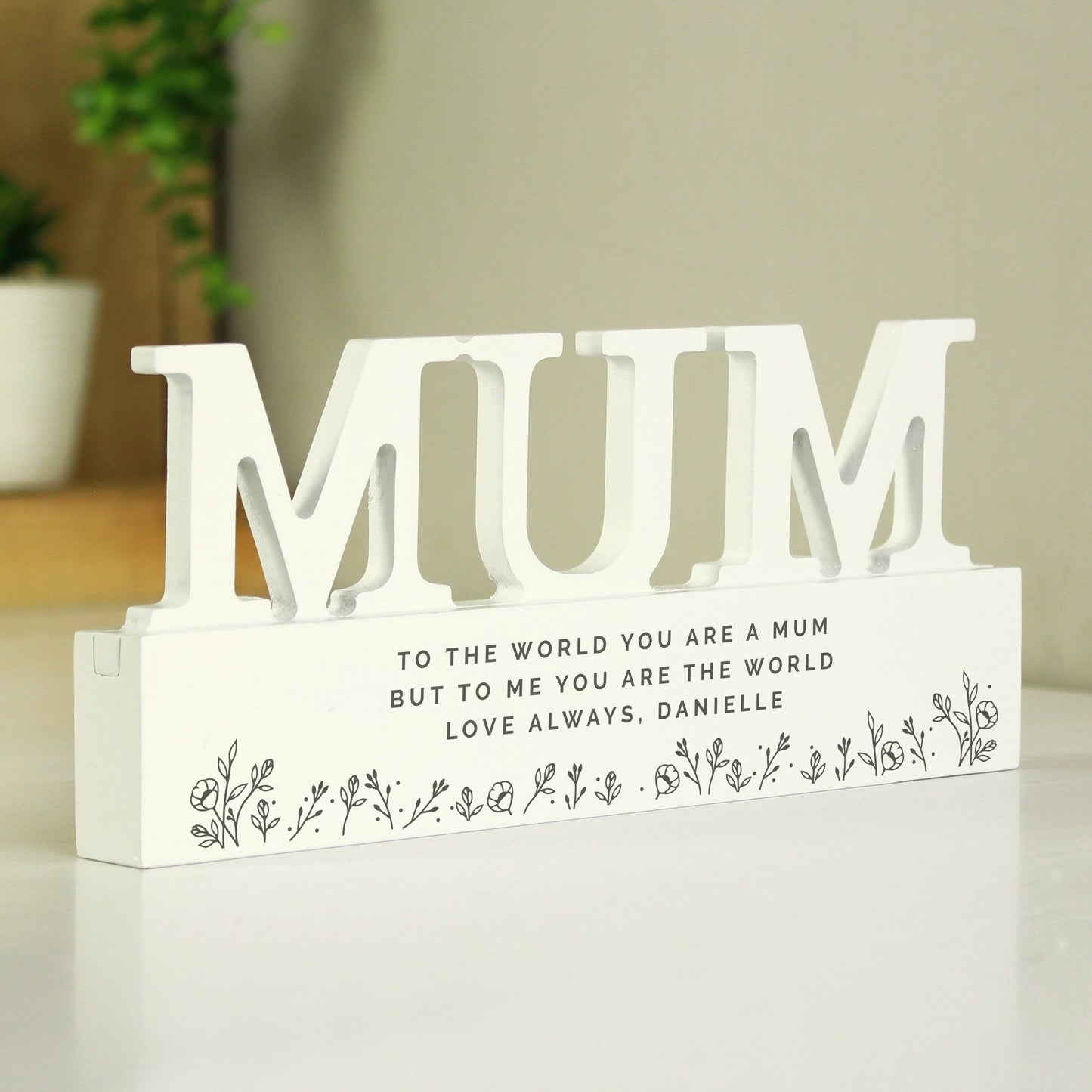 Personalised Floral Wooden Mum Ornament: 1 - Ornaments By Gift Moments