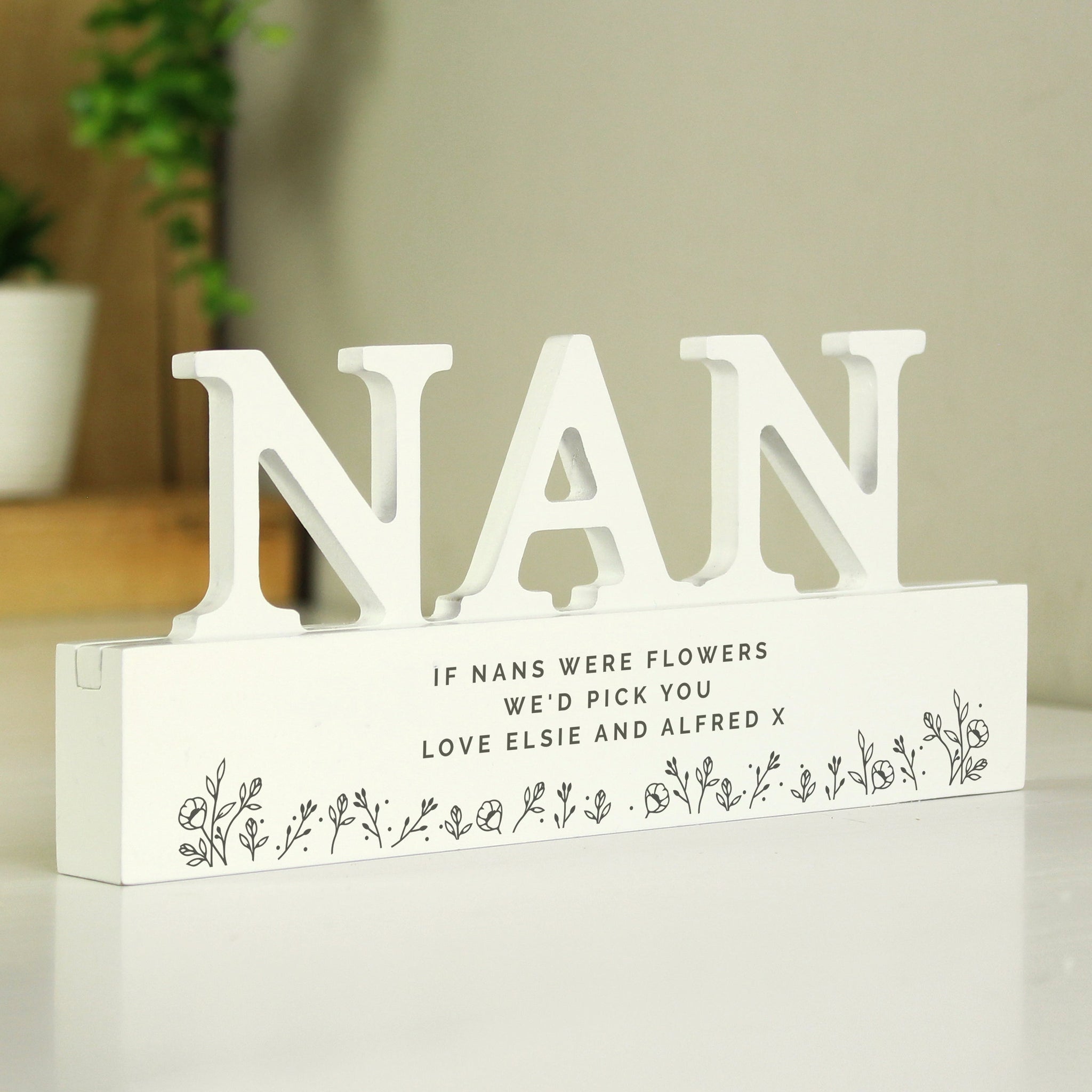Personalised Floral Wooden Nan Ornament: 1 - Ornaments By Gift Moments