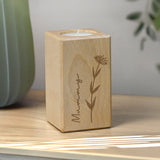 Personalised Floral Wooden Tealight Holder: 3 - Candle Holders By Gift Moments