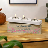 Personalised Floral Wooden Triple Tea Light Box: 1 - Candle Holders By Gift Moments