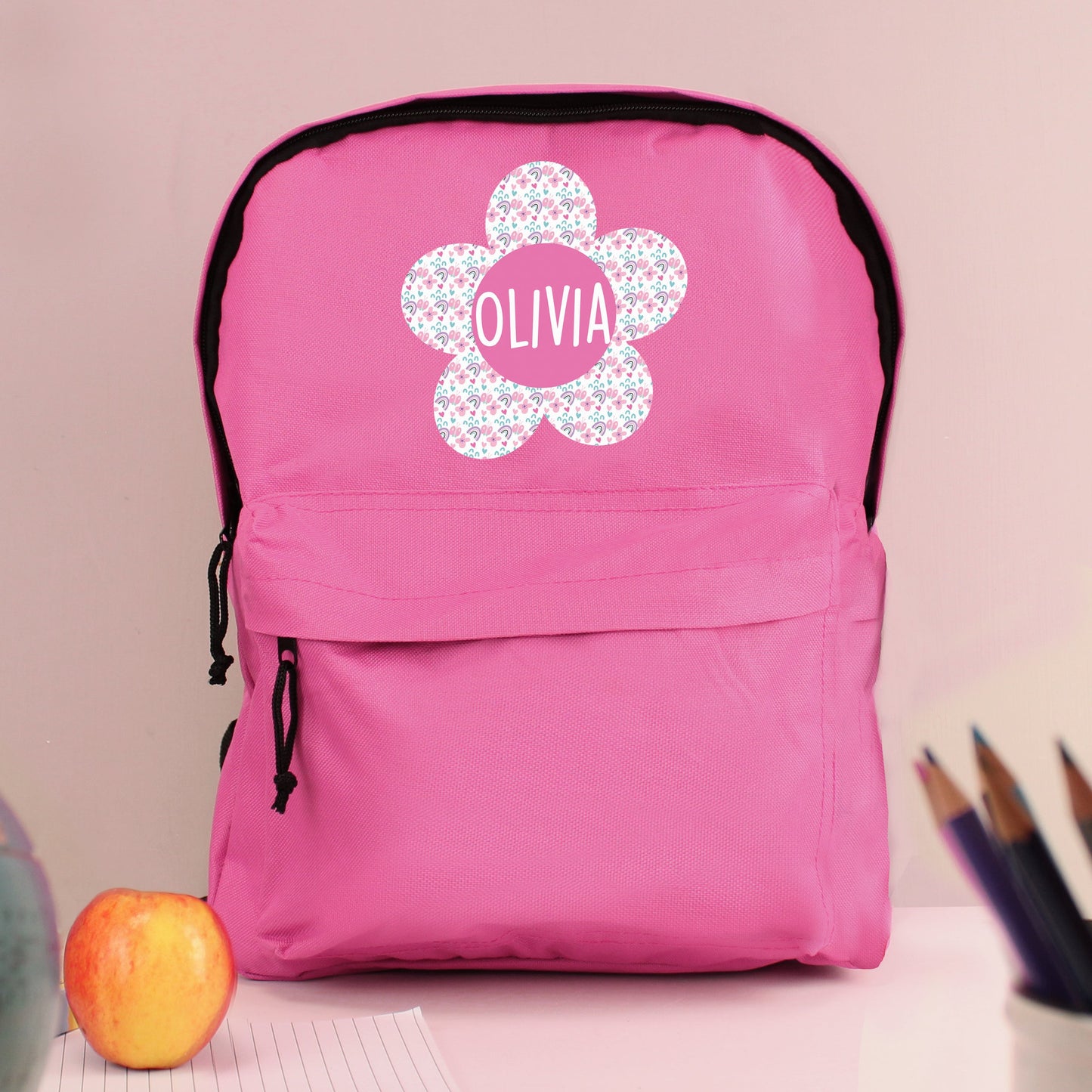 Personalised Flower Pink Backpack: 1 - Kids Bags By Gift Moments