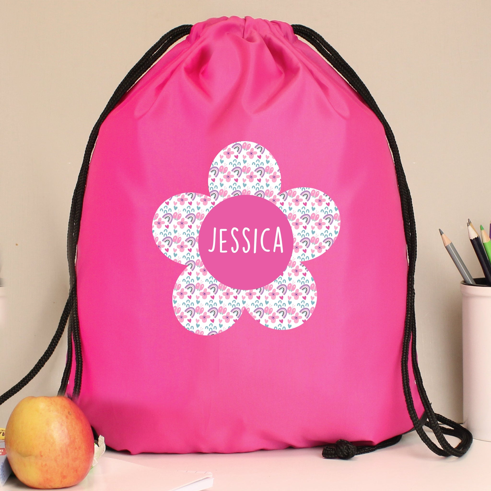 Personalised Flower Pink Kit Bag: 4 - Kids Bags By Gift Moments