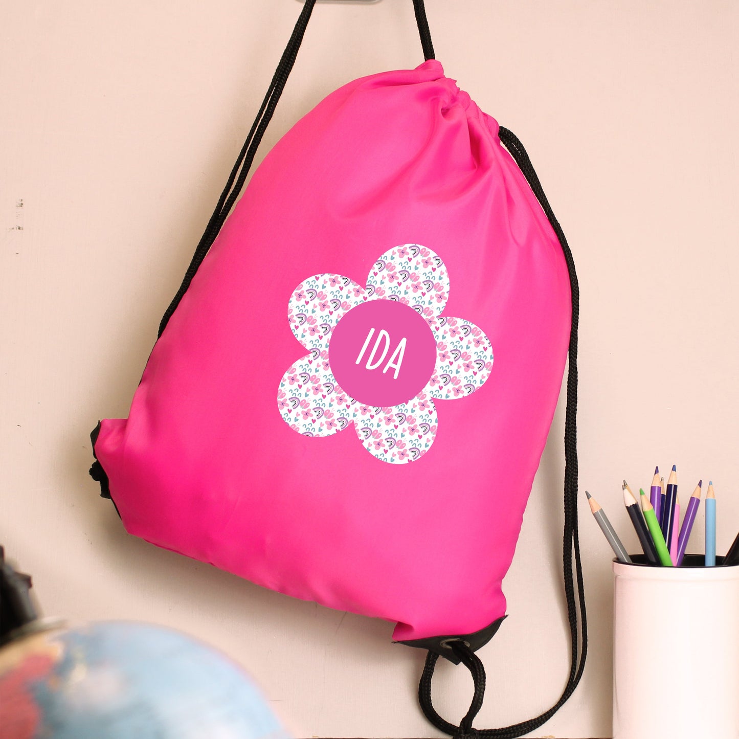 Personalised Flower Pink Kit Bag: 3 - Kids Bags By Gift Moments