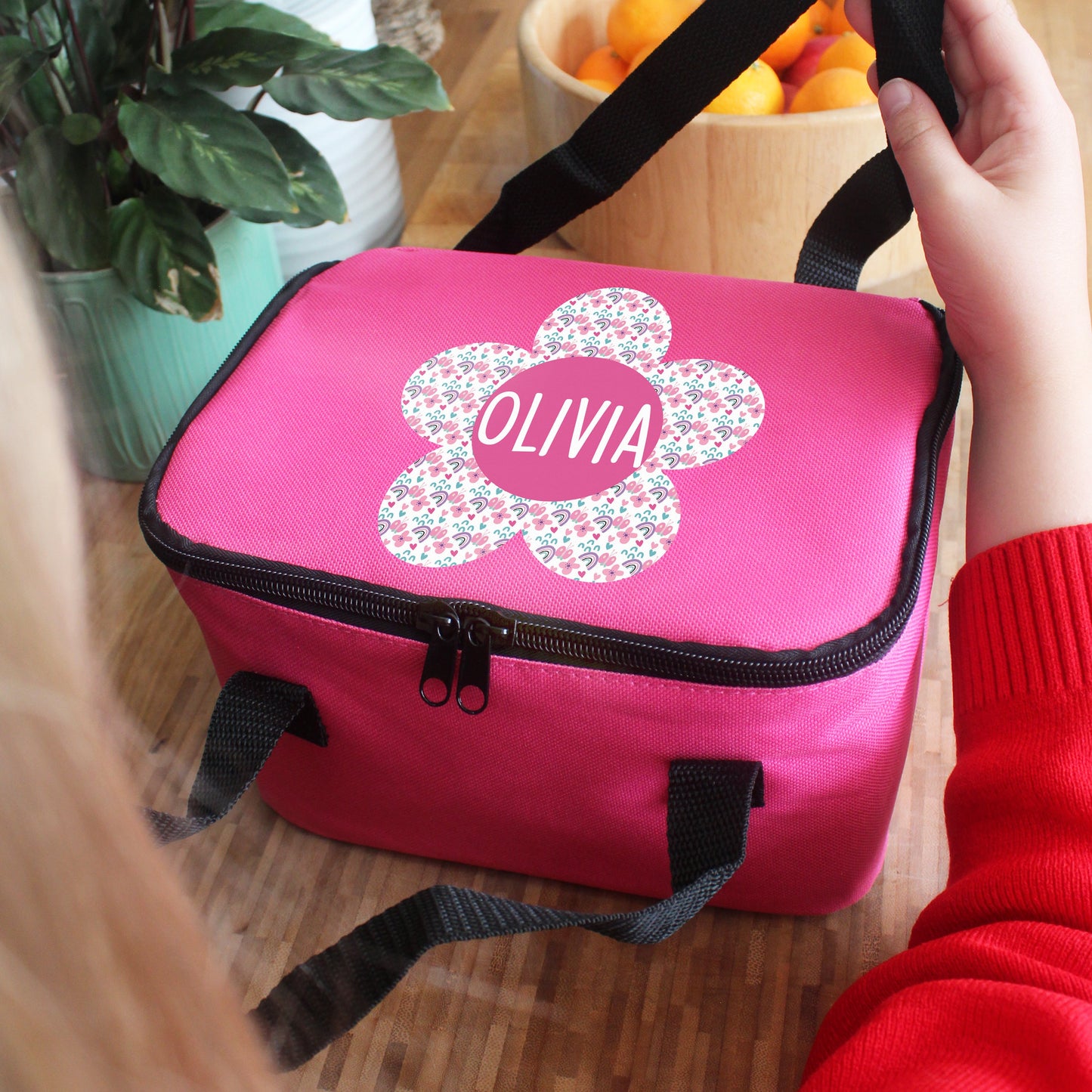 Personalised Flower Pink Lunch Bag: 1 - Lunch Boxes & Bags By Gift Moments