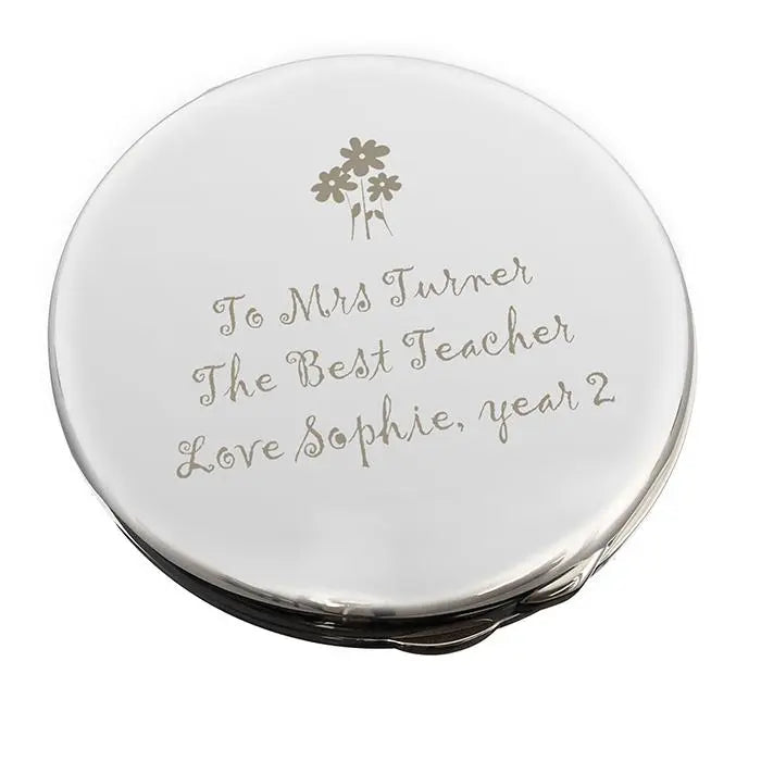 Personalised Flower Teachers Round Compact Mirror: 3 - Compact Mirrors By Gift Moments