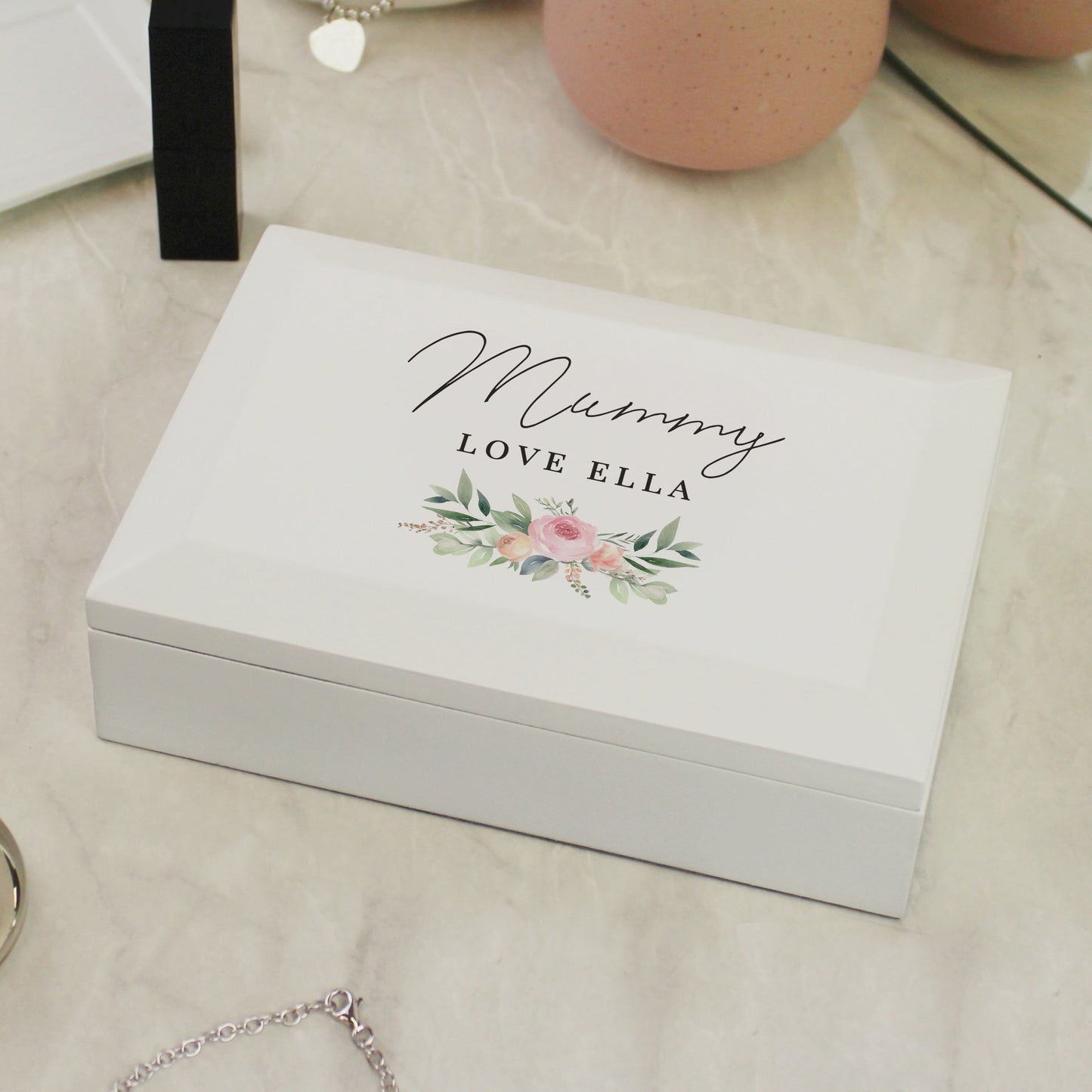 Personalised Flowers Wooden Jewellery Box: 4 - Jewellery Boxes By Gift Moments