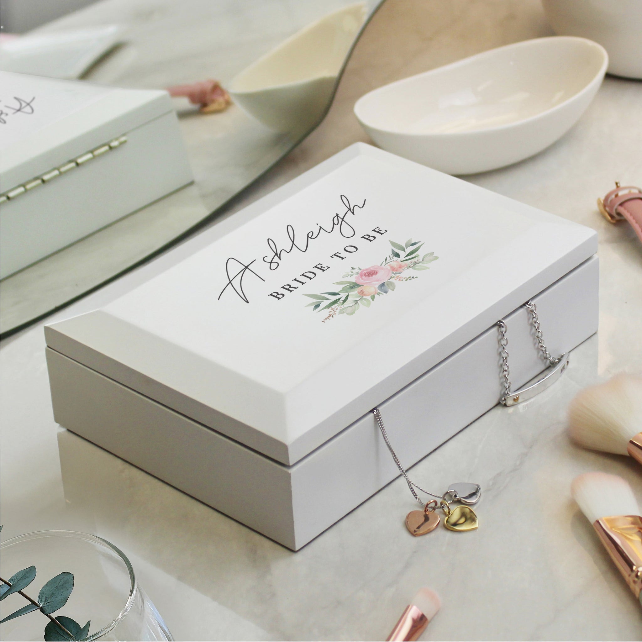 Personalised Flowers Wooden Jewellery Box: 3 - Jewellery Boxes By Gift Moments