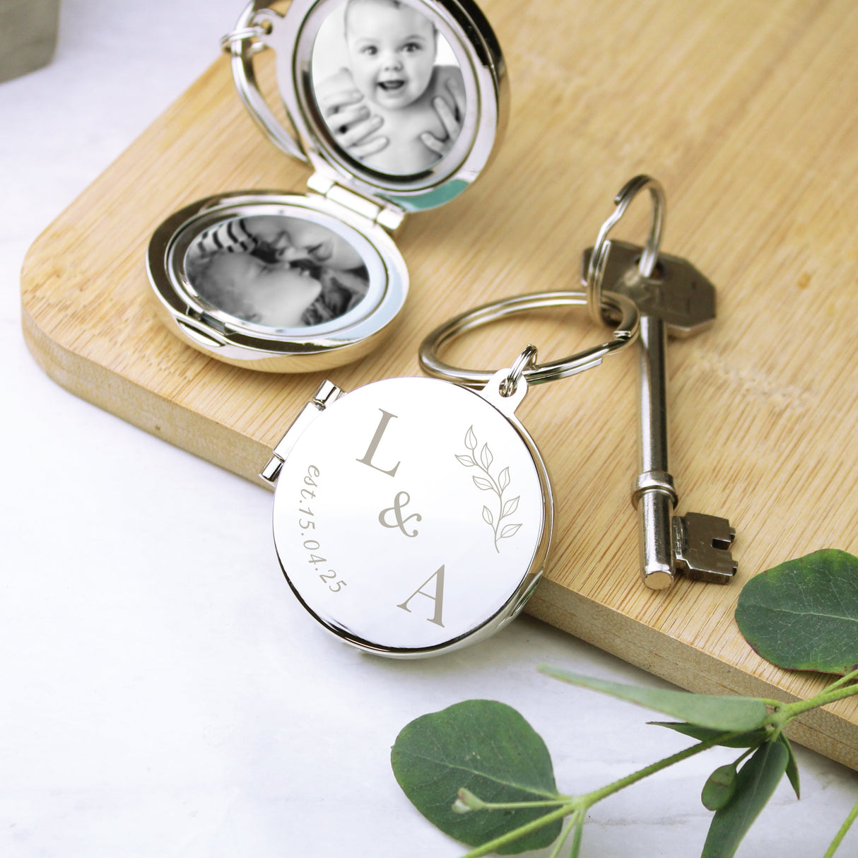 Personalised Foliage Couples Photo Keyring: 3 - Keyrings By Gift Moments