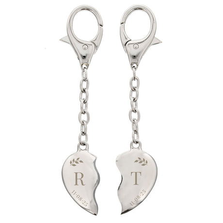 Personalised Foliage Two Hearts Keyring: 4 - Keyrings By Gift Moments