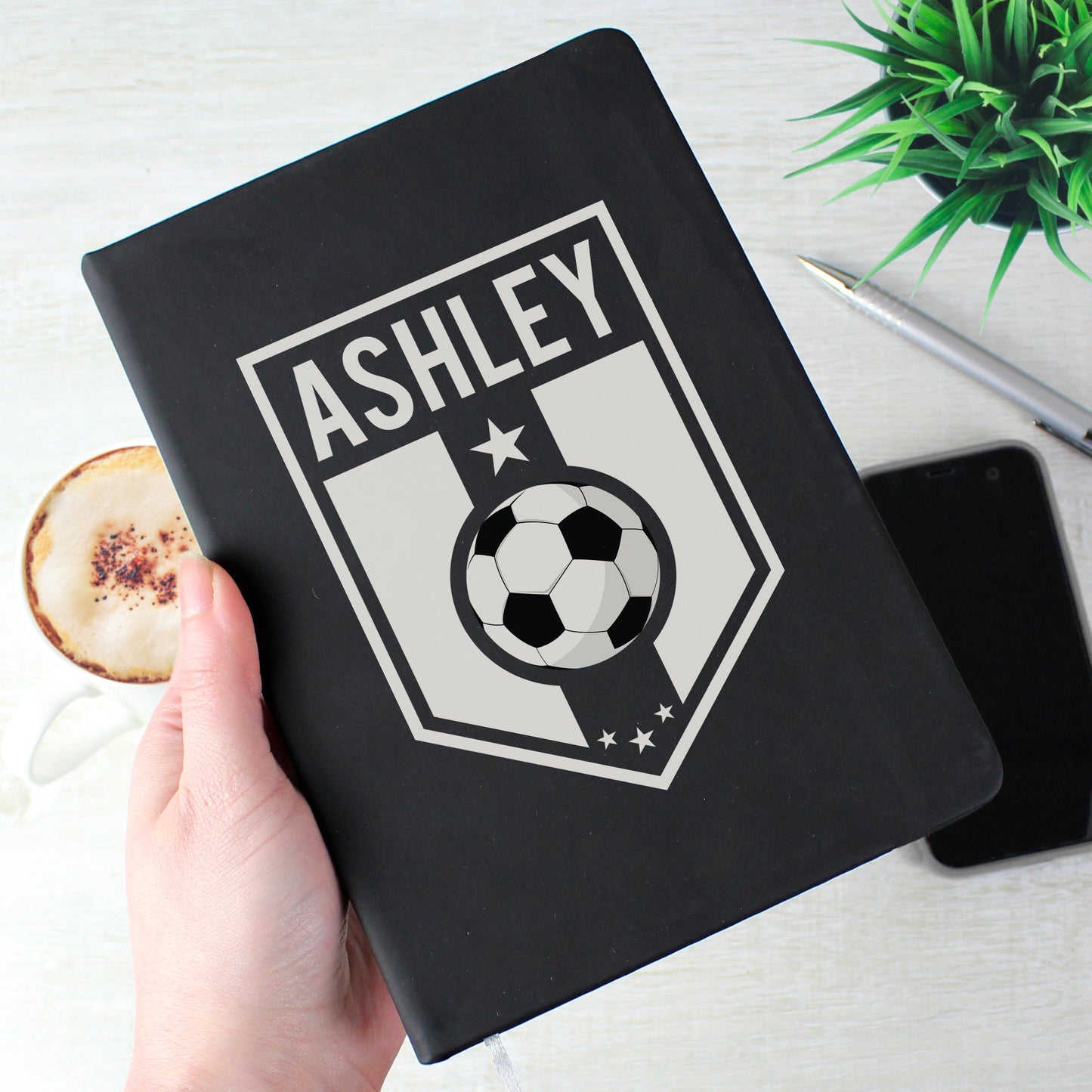 Personalised Football Badge Black Notebook: 1 - Notebooks By Gift Moments