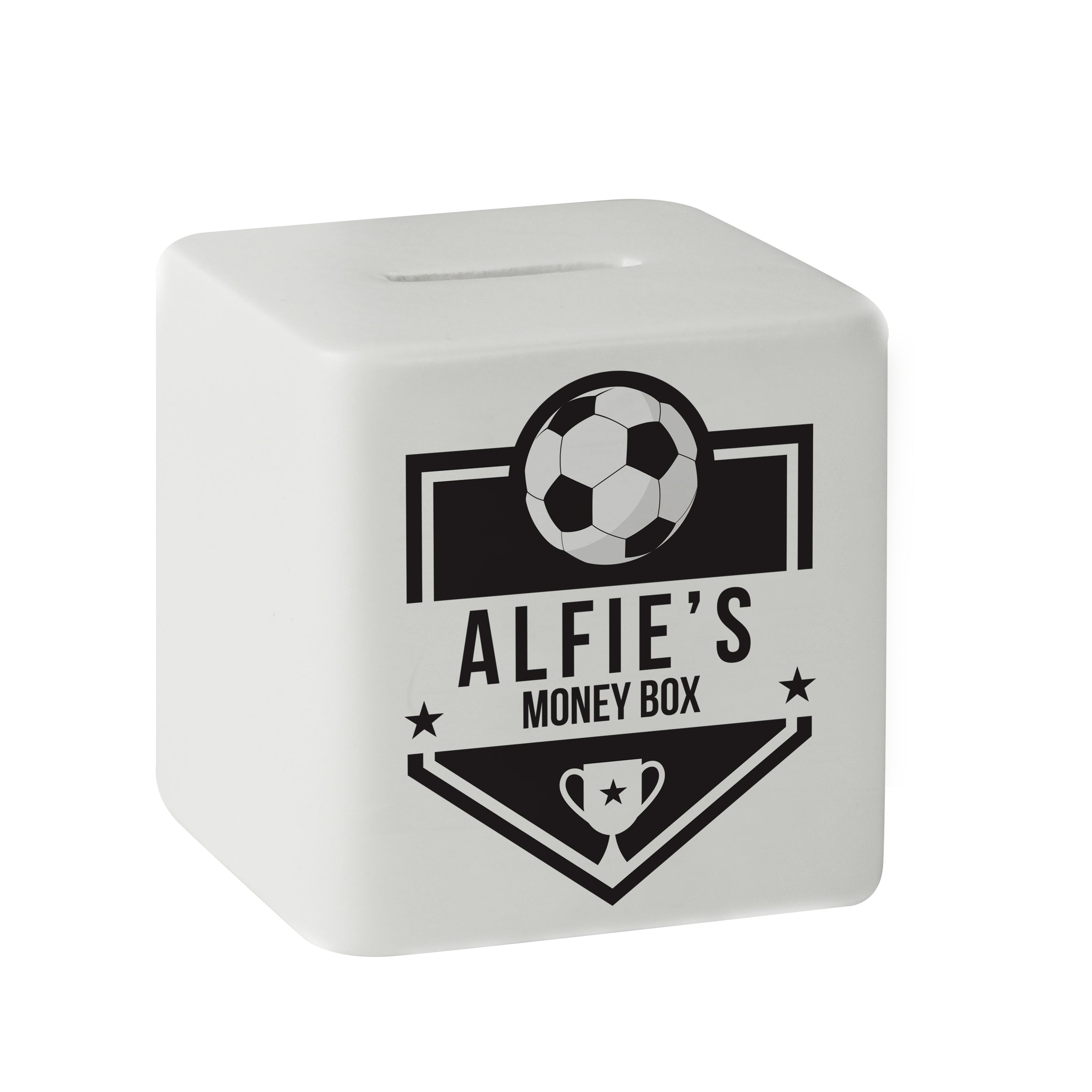 Personalised Football Badge Ceramic Square Money Box - Shop Money Boxes At Gift Moments - 5