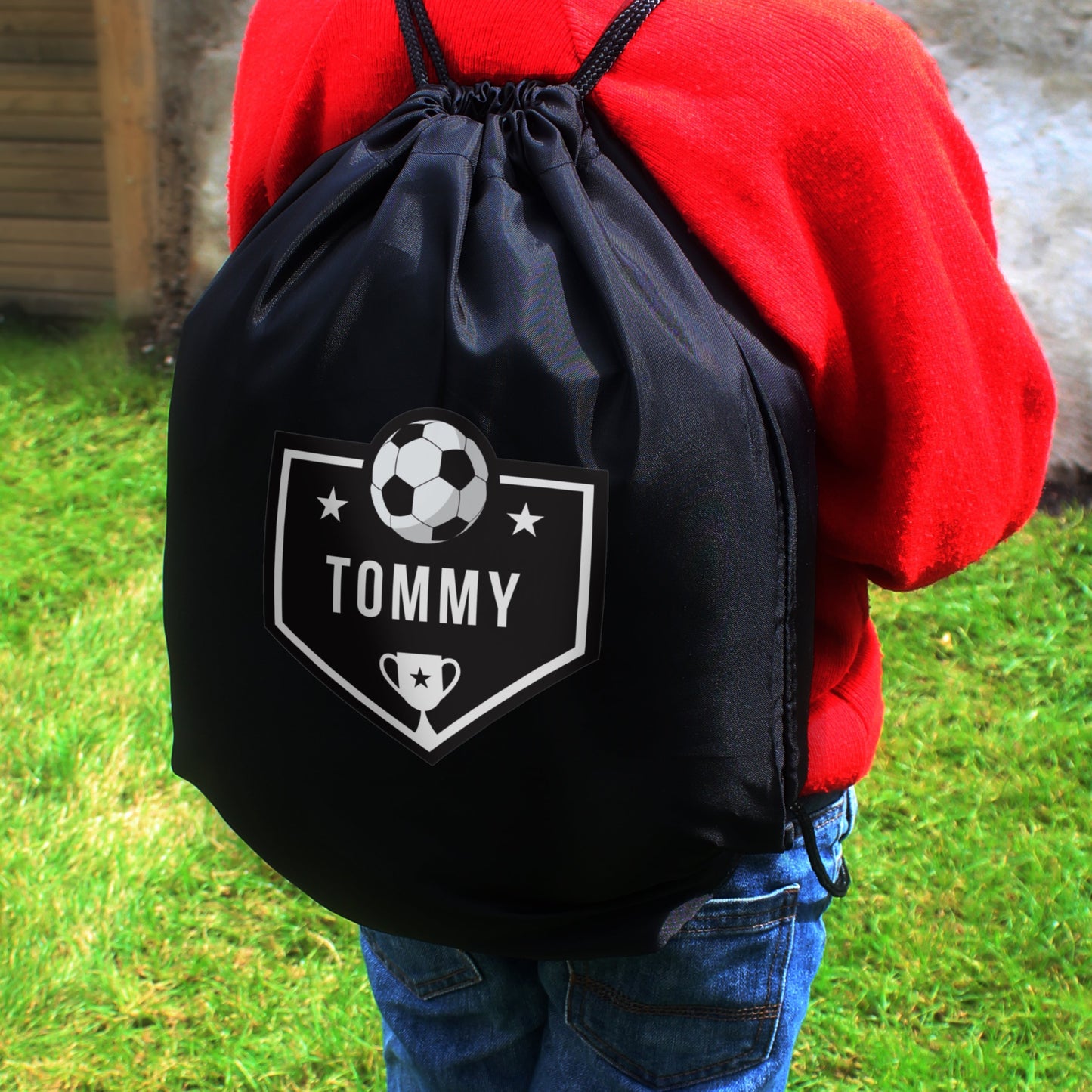 Personalised Football Black Kit Bag: 7 - Kids Bags By Gift Moments