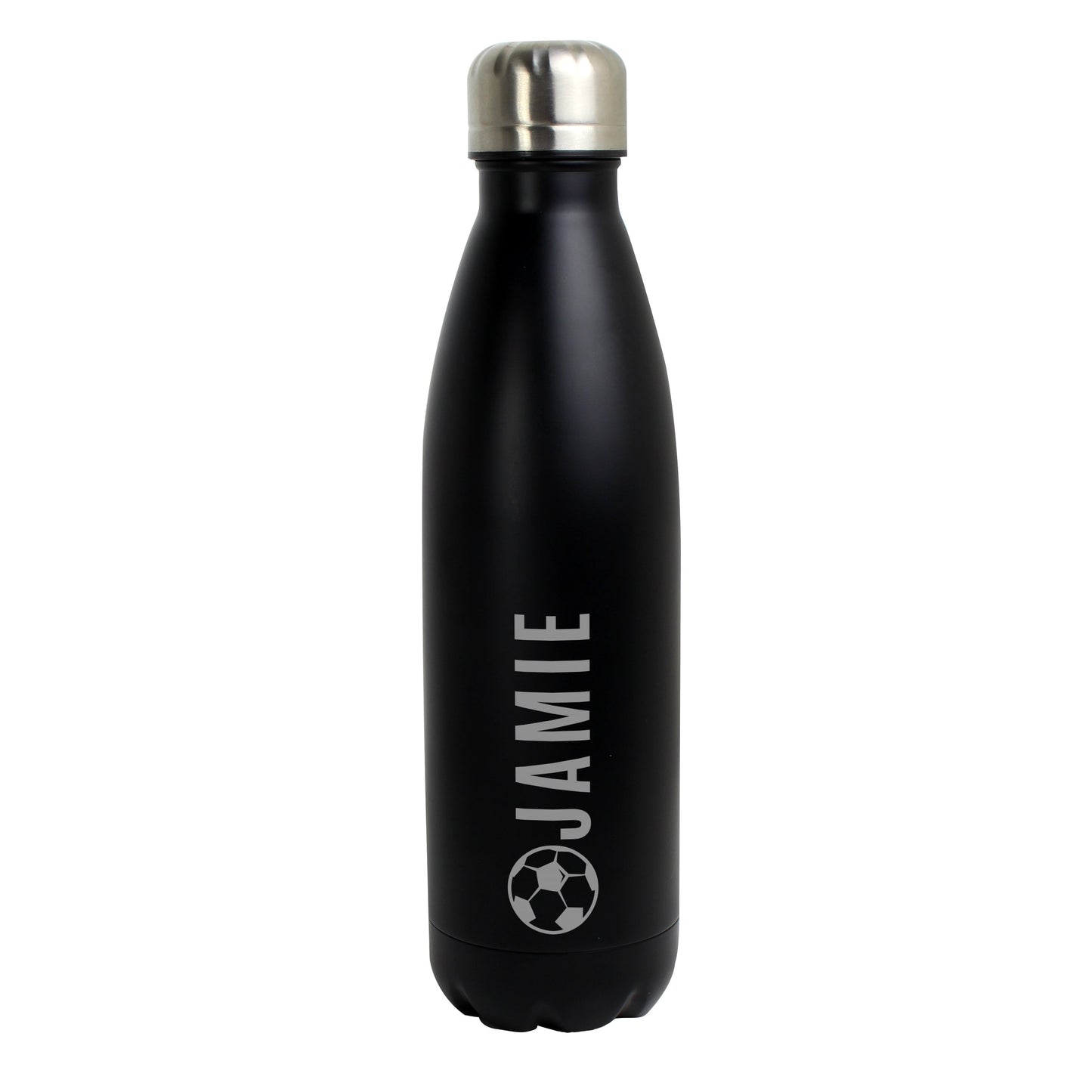 Personalised Football Black Metal Insulated Drinks Bottle: 5 - Water Bottles By Gift Moments