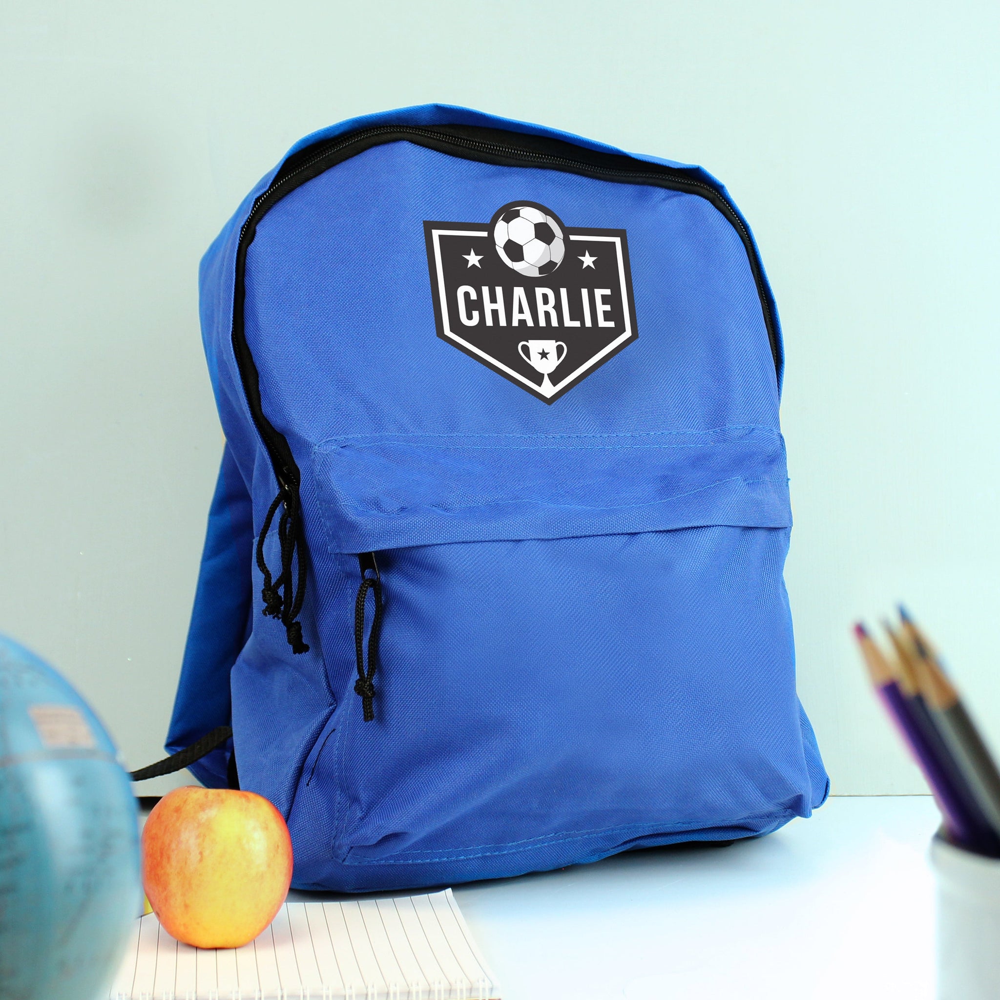 Personalised Football Blue Backpack: 2 - Kids Bags By Gift Moments