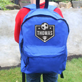 Personalised Football Blue Backpack: 3 - Kids Bags By Gift Moments