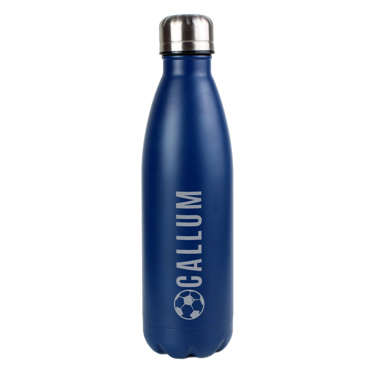 Personalised Football Navy Metal Insulated Drinks Bottle: 5 - Water Bottles By Gift Moments