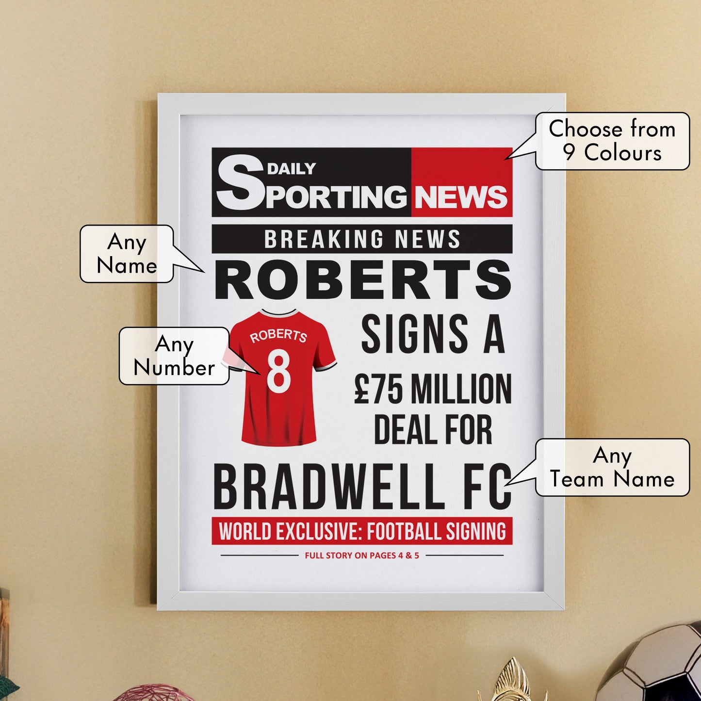 Personalised Football News Framed Prints: 4 - Framed Prints By Gift Moments