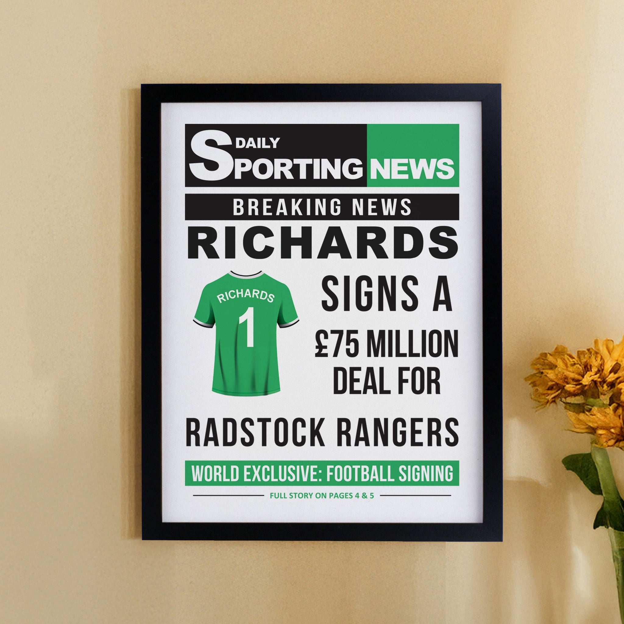 Personalised Football News Framed Prints: 2 - Framed Prints By Gift Moments