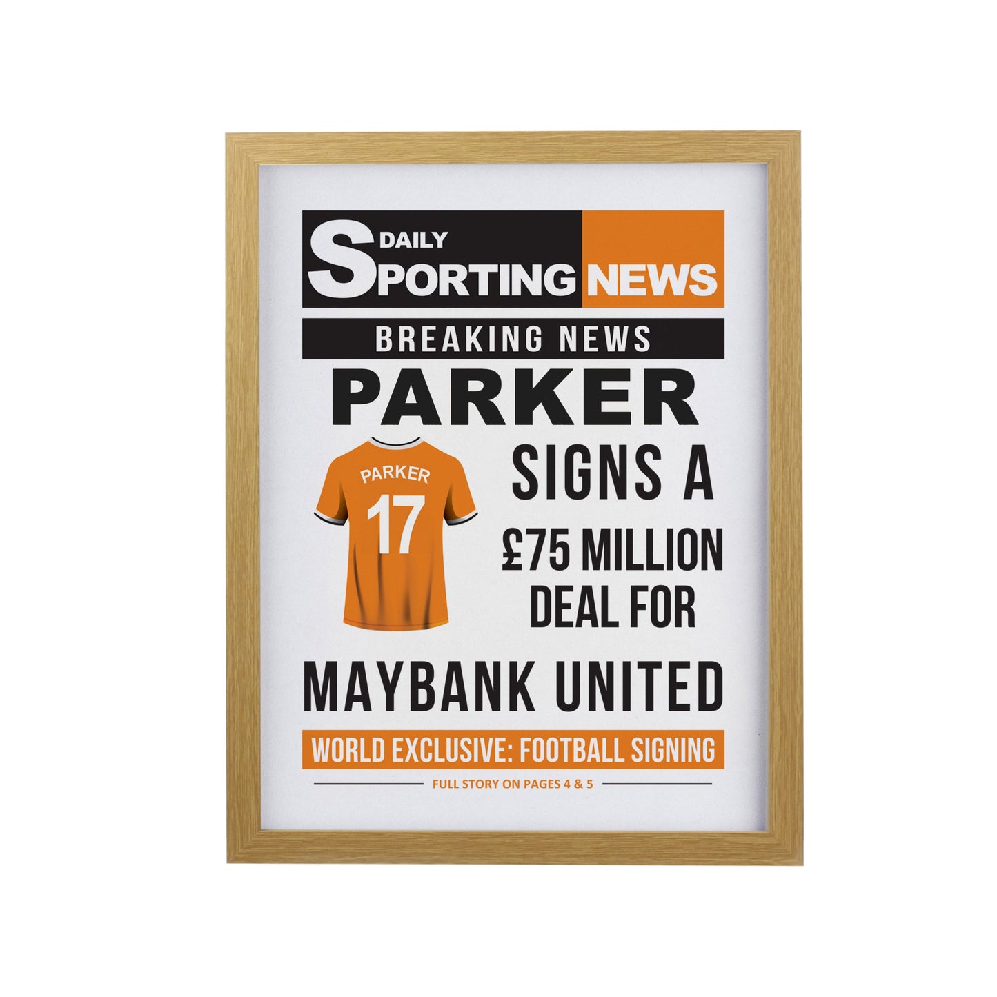 Personalised Football News Framed Prints: 11 - Framed Prints By Gift Moments