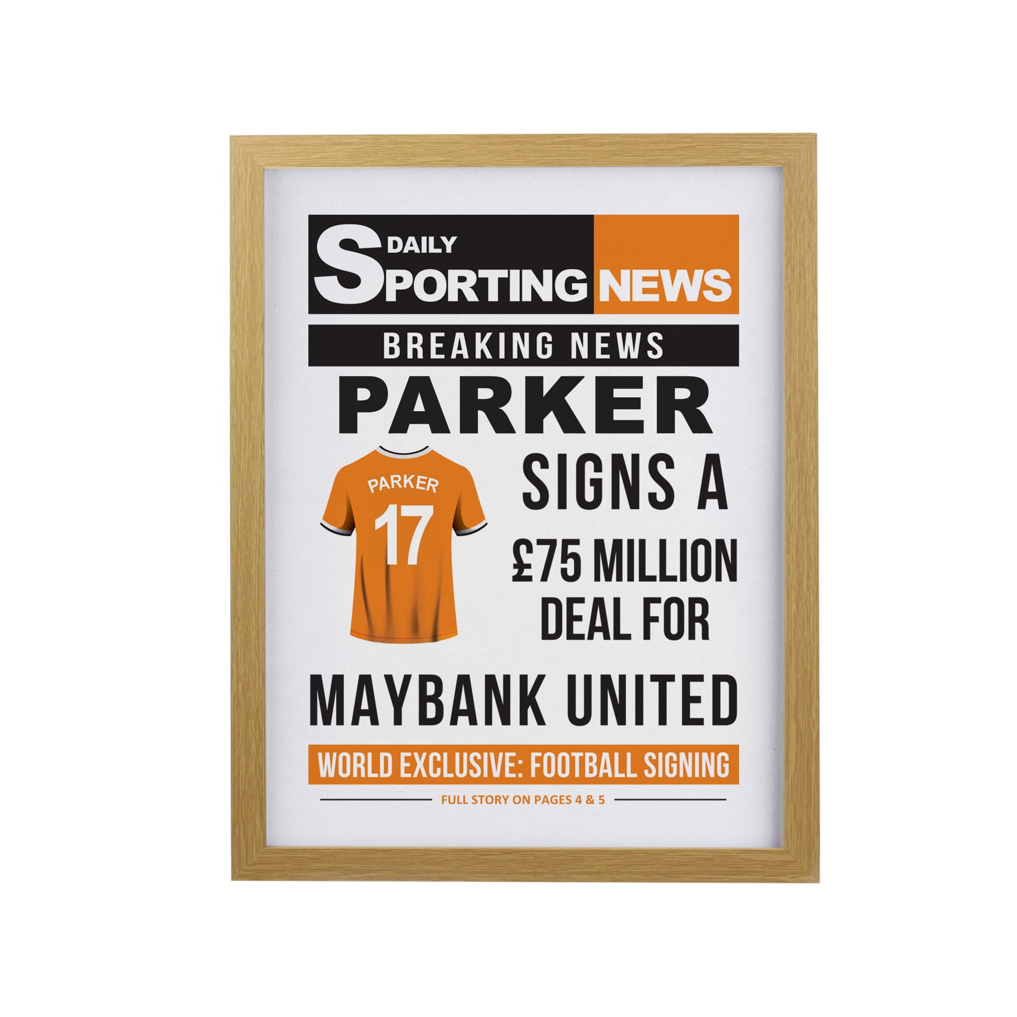 Personalised Football News Framed Prints: 11 - Framed Prints By Gift Moments